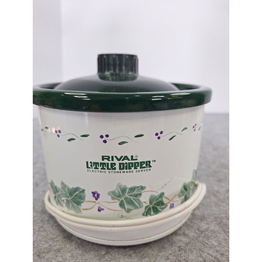 Rival Little Dipper Electric Stoneware Server 1.5 Quart Green Ivy Floral - Picture 3 of 6